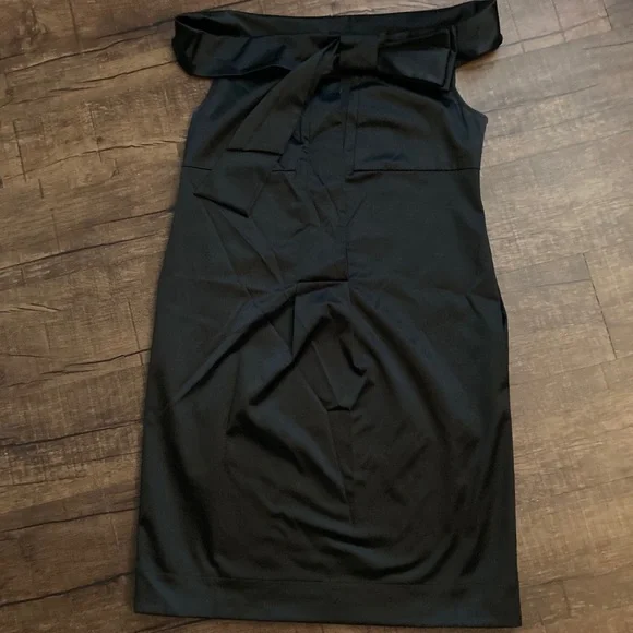 Diane Von Furstenberg | Dresses | Diane Von Furstenberg Black Satin Cocktail  Dress Off Shoulder Bow Detail Sz 6 | Poshmark